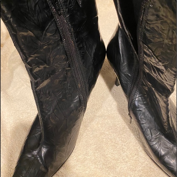 Mixit Ladies Black Mid Calf Patent Leather Boots - Picture 1 of 6